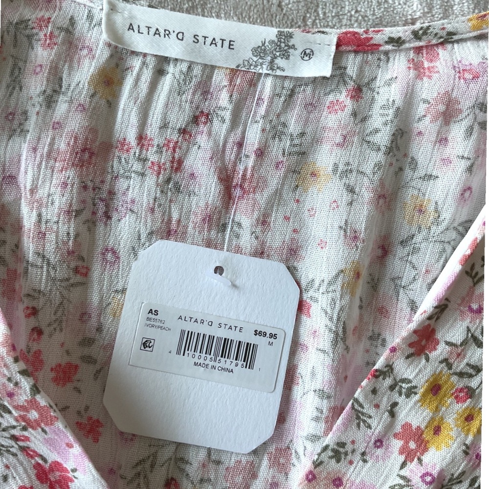 Altar'd State Floral Smocked Tiered Mini Dress BE55762 Womens Medium NWT - Picture 7 of 9